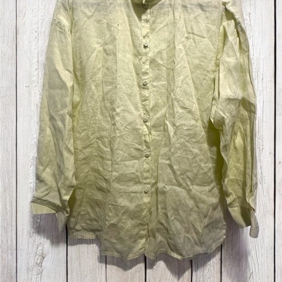 Eileen Fisher Irish Linen Button Down Top Size Medium Oversized Lagenlook - Picture 2 of 6